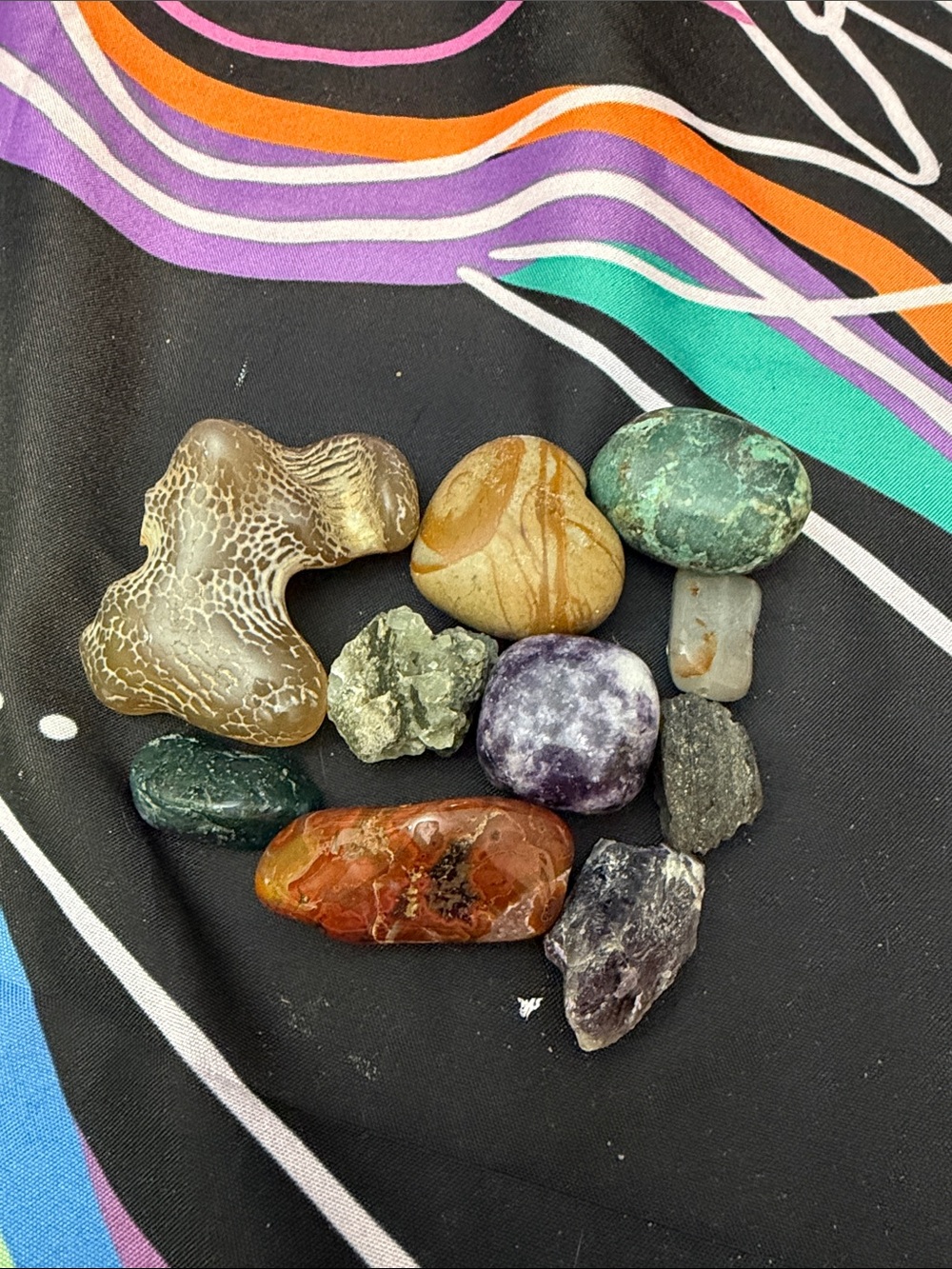 Natural Polished Decorative Gemstone Set - Multicolor